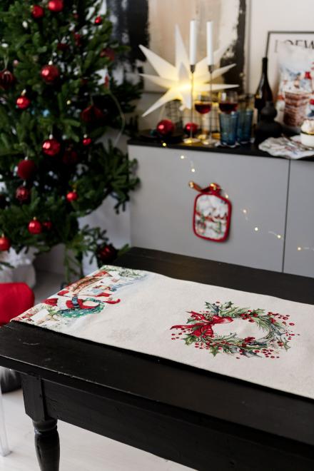 Новорічна доріжка з велюром Снігова зима