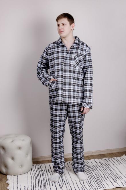 Піжама чоловіча фланелева Клітинка синя