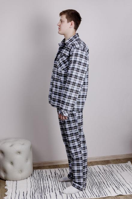Піжама чоловіча фланелева Клітинка синя