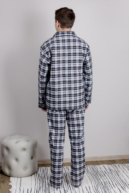 Піжама чоловіча фланелева Клітинка синя
