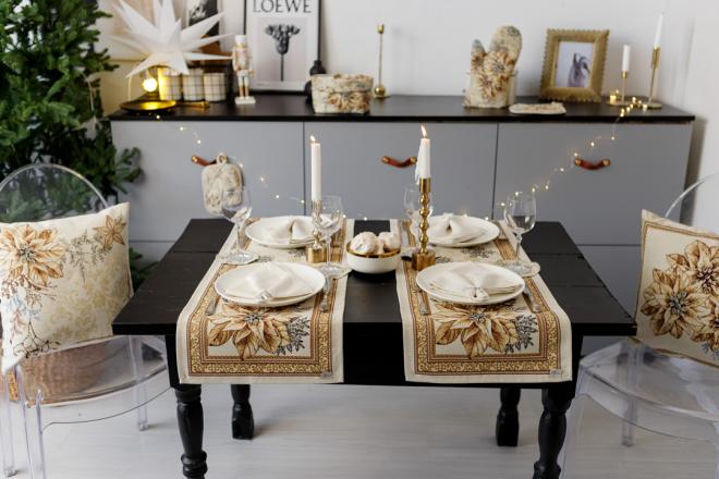 Ранер гобеленовий новорічний Золоте свято