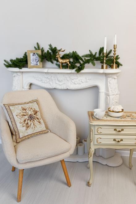 Наволочка гобеленова новорічна Квітка в рамці