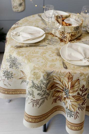 Новорічна кругла скатертина Золоте свято