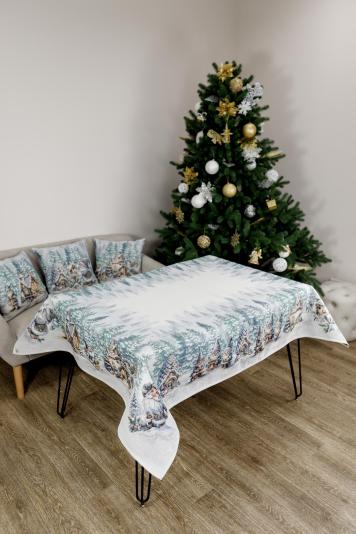 Новорічна гобеленова скатертина-наперон Казкові гноми Новорічна гобеленова скатертина-наперон Казкові гноми