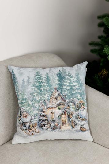 Подушка гобеленова новорічна Казкові гноми Салазки