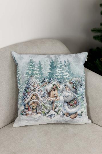 Подушка гобеленова новорічна Казкові гноми Шпаківня