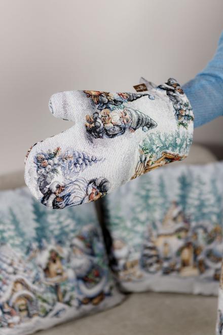 Новорічна гобеленова рукавичка Казкові гноми