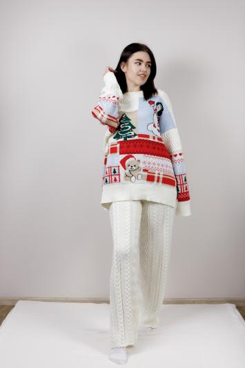 Штани з візерунком Молочні