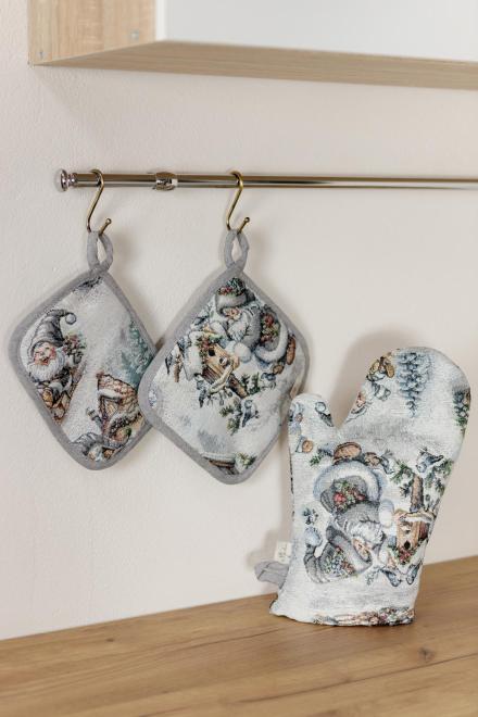 Гобеленова новорічна прихватка Казкові гноми