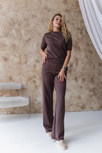 Жіноча футболка в'язана шоколад