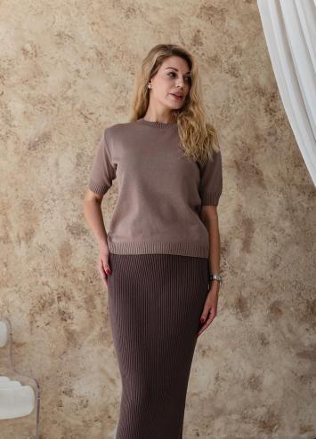 Жіноча футболка в'язана тауп