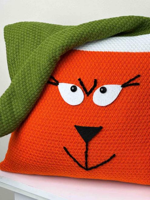 Декоративна в'язана наволочка Помаранчевий Бука