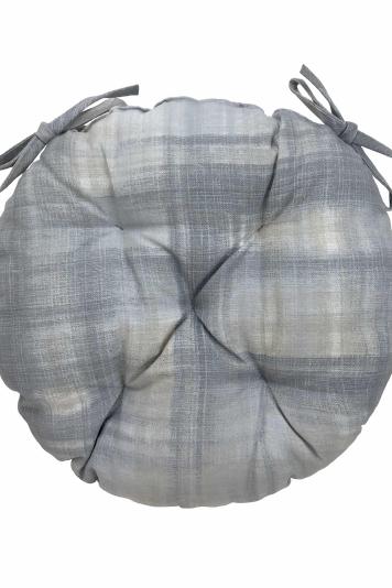 Кругла подушка на стілець PARIS графітова клітинка