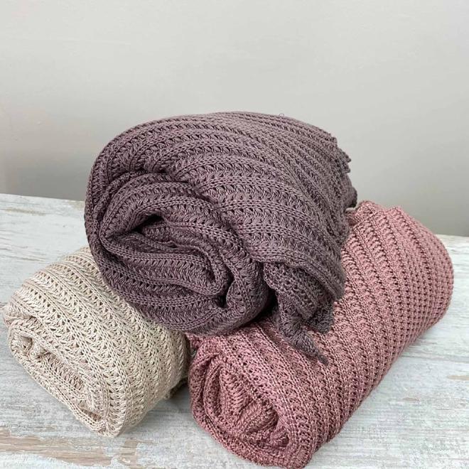 Плед вязаный Cotton Темно-Розовый