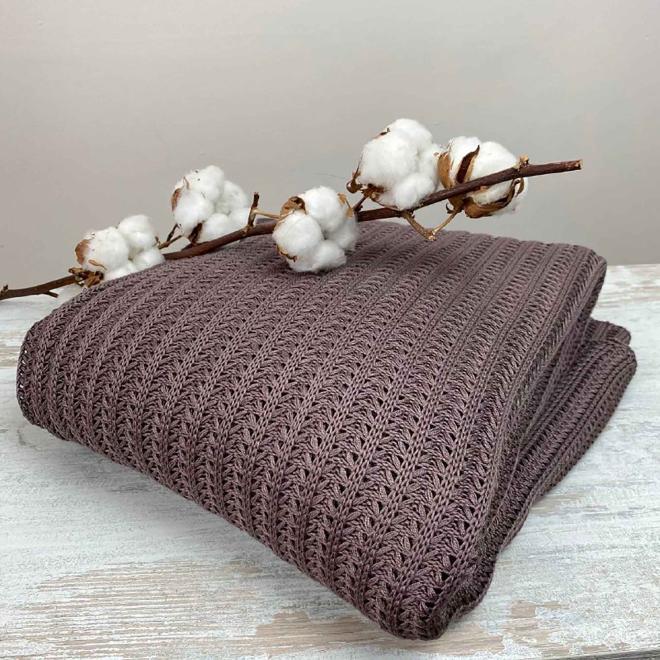 Плед вязаный Cotton Кофейный