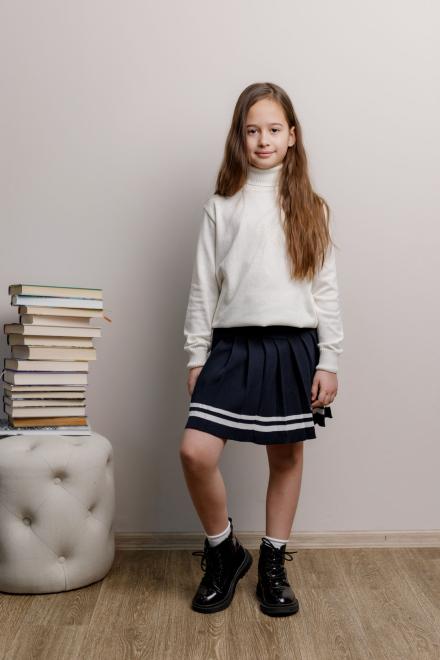 Спiдниця пліссе дитяча темно-синя зі смужкою